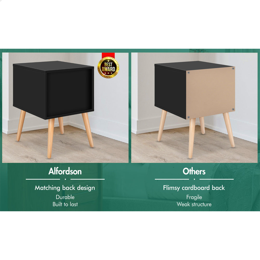 ALFORDSON Bedside Table Nightstand Storage Cabinet Scandinavian Black