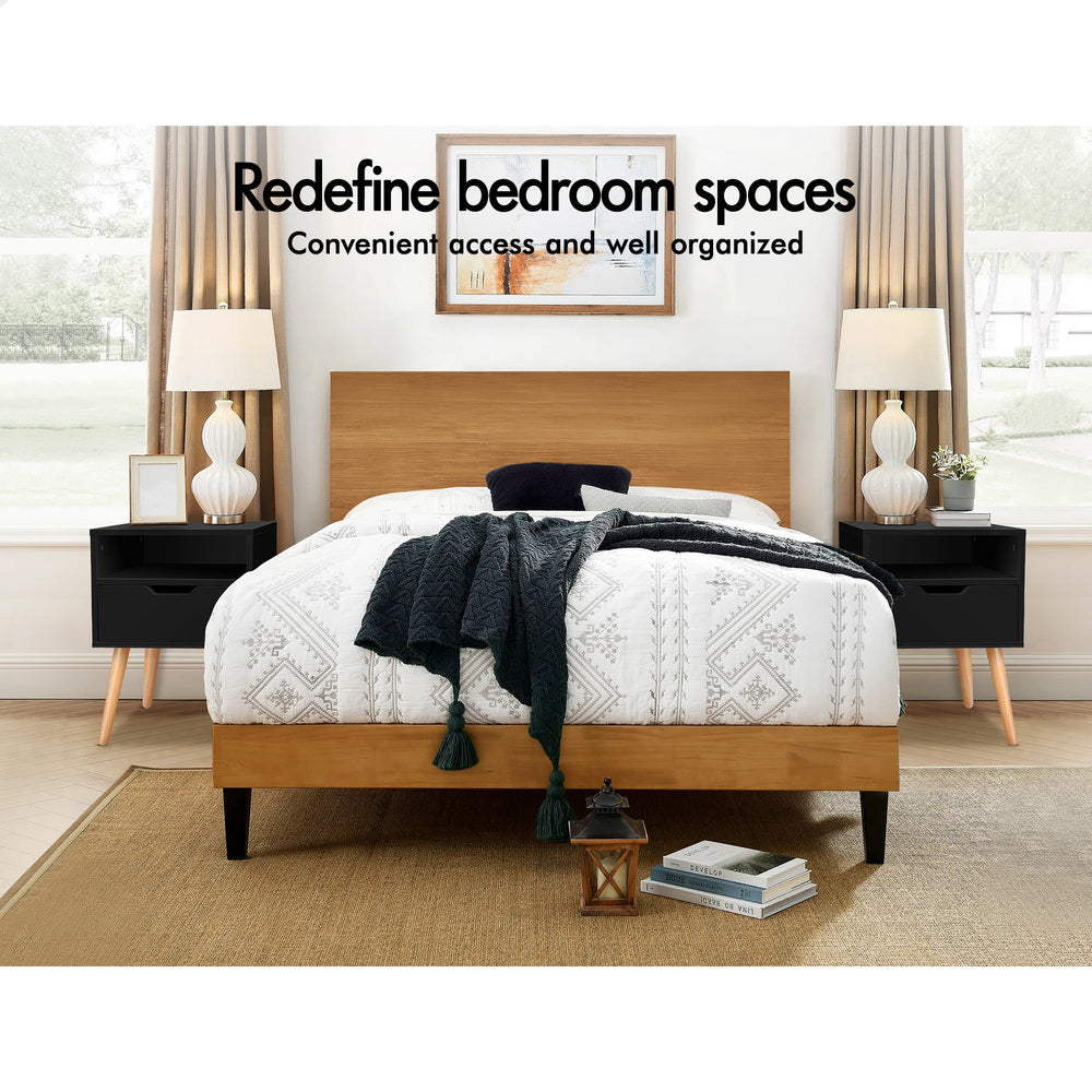 ALFORDSON Bedside Table Nightstand Storage Cabinet Scandinavian Black