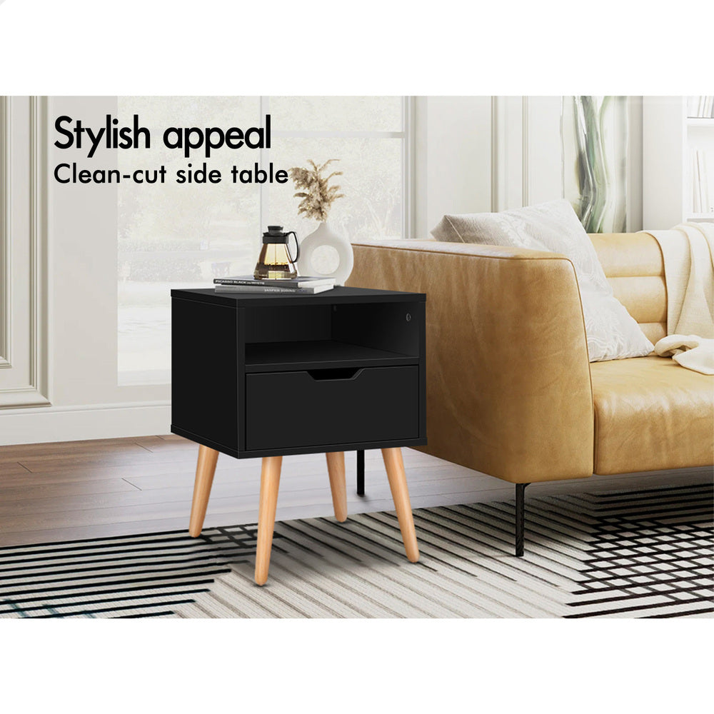 ALFORDSON Bedside Table Nightstand Storage Cabinet Scandinavian Black