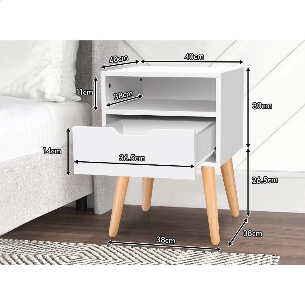 ALFORDSON Bedside Table Nightstand Storage Cabinet Scandinavian White
