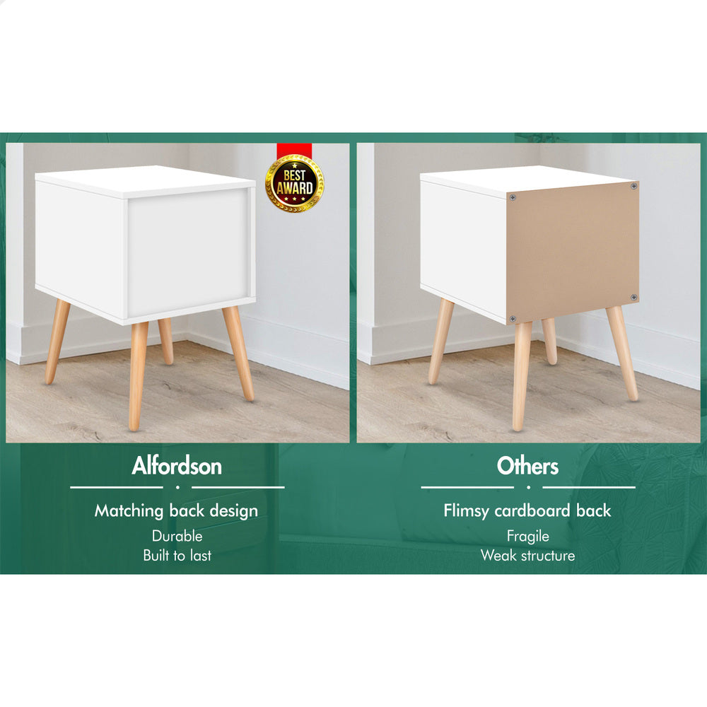 ALFORDSON Bedside Table Nightstand Storage Cabinet Scandinavian White