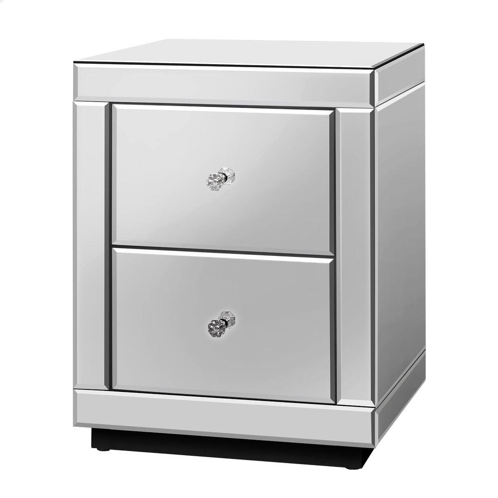 ALFORDSON Mirrored Bedside Table Nightstand Storage Drawers