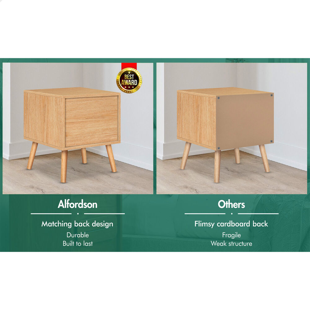 ALFORDSON Bedside Table Nightstand Side Storage Rattan Oak