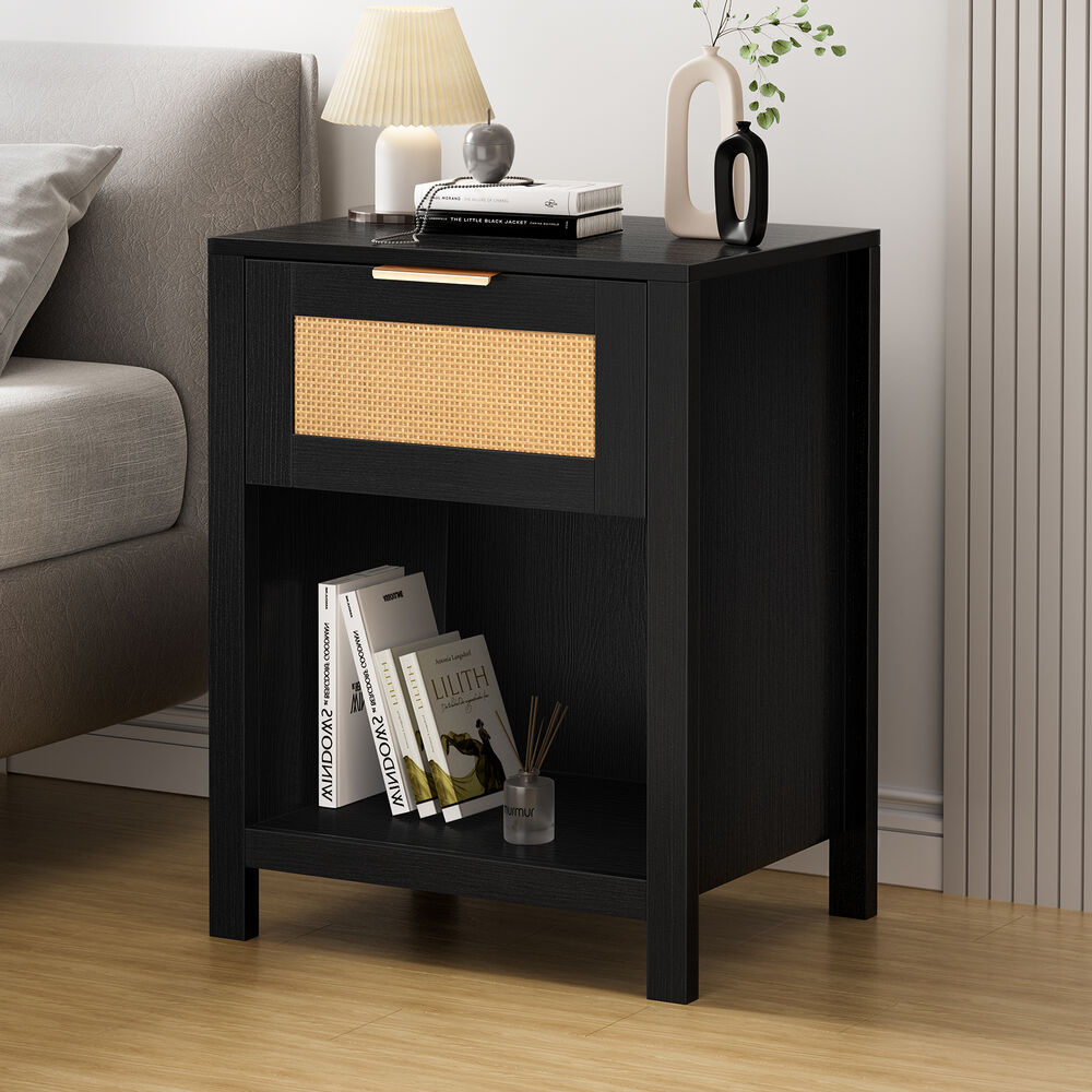 ALFORDSON Bedside Table Nightstand Side End 1 Drawer Storage Shelf Black