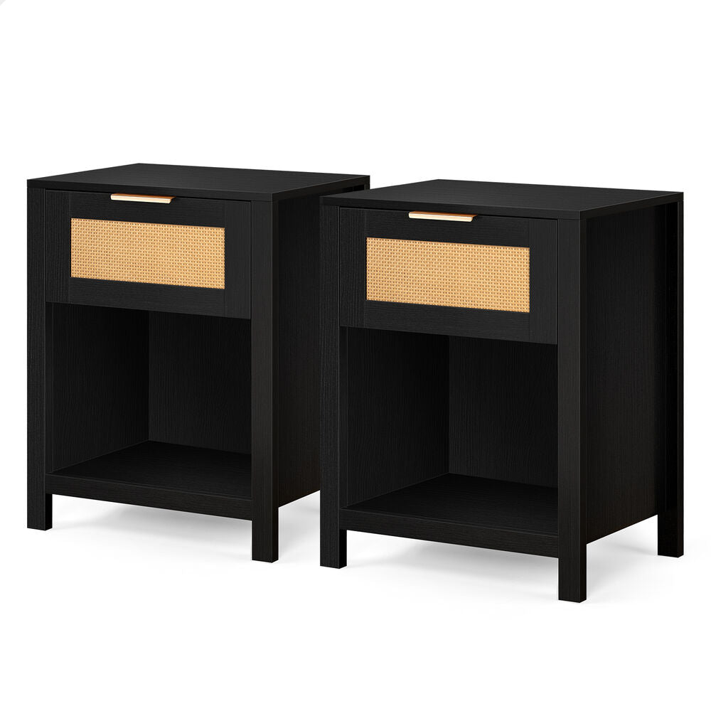 ALFORDSON 2x Bedside Table Nightstand Side End 1 Drawer Storage Shelf Black