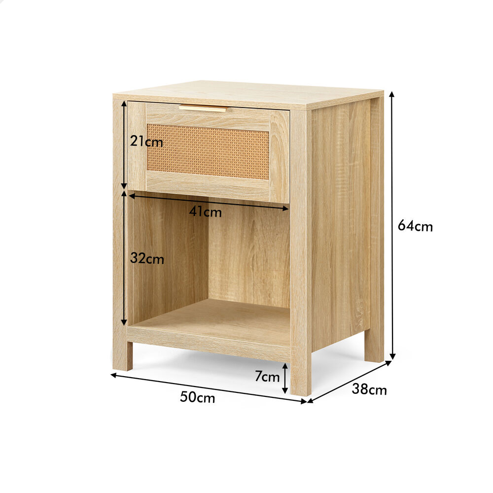ALFORDSON 2x Bedside Table Nightstand Side End 1 Drawer Storage Shelf Wood