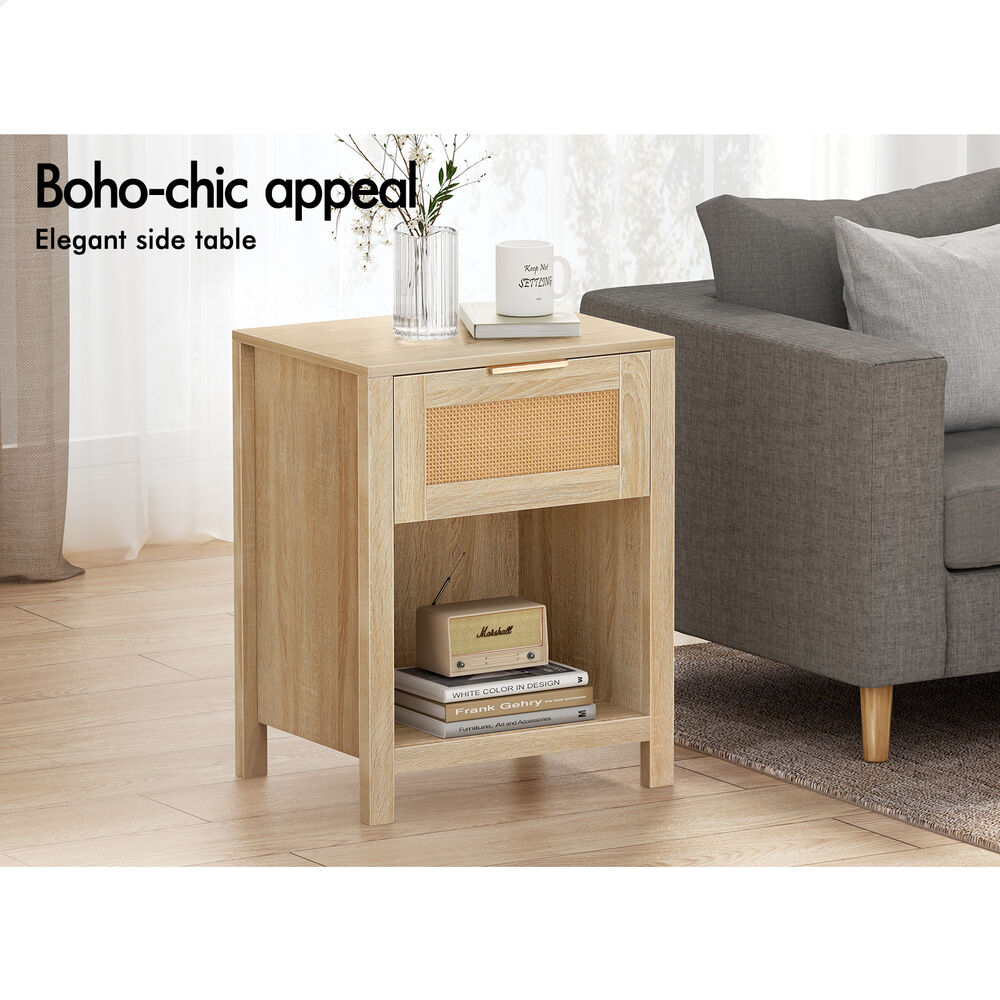 ALFORDSON 2x Bedside Table Nightstand Side End 1 Drawer Storage Shelf Wood
