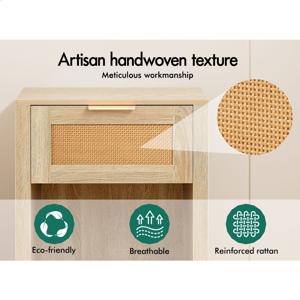 ALFORDSON 2x Bedside Table Nightstand Side End 1 Drawer Storage Shelf Wood