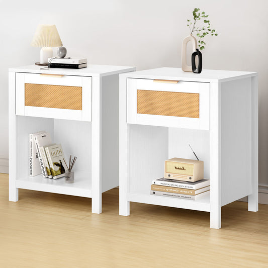 ALFORDSON 2x Bedside Table Nightstand Side End 1 Drawer Storage Shelf White