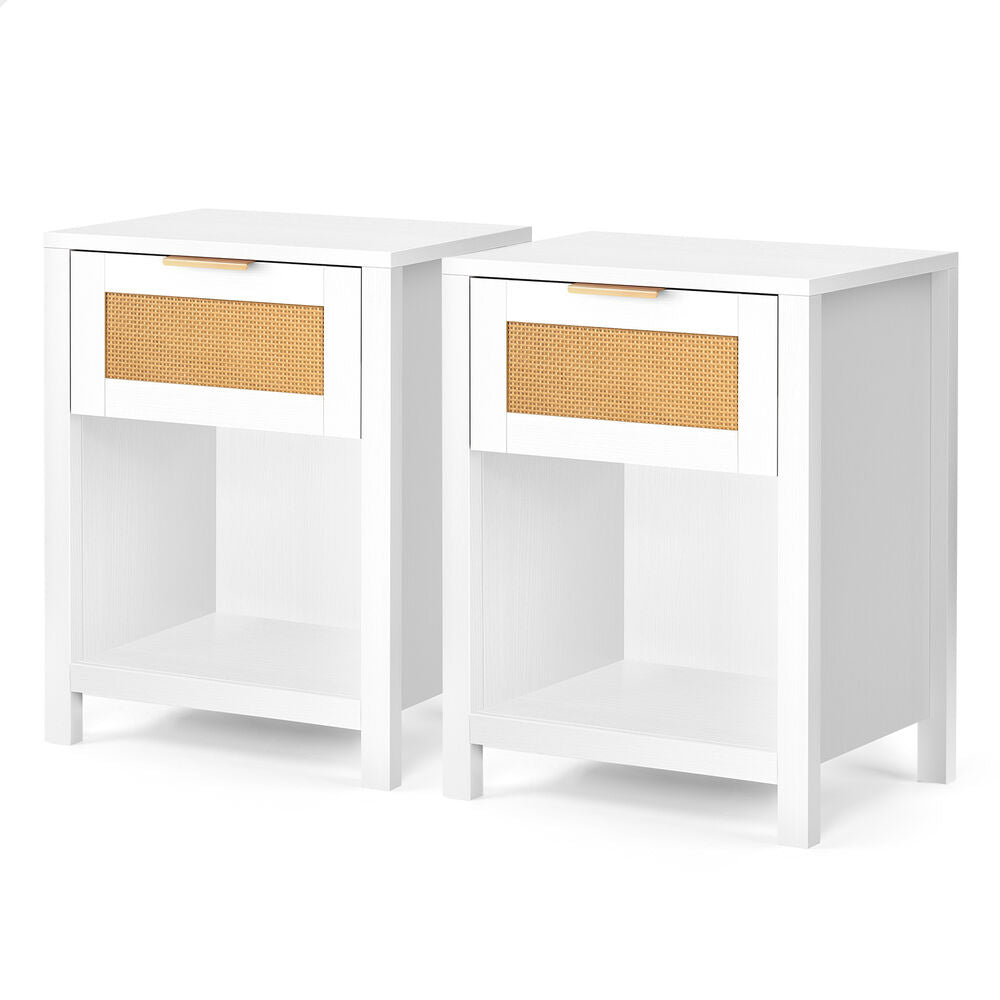 ALFORDSON 2x Bedside Table Nightstand Side End 1 Drawer Storage Shelf White