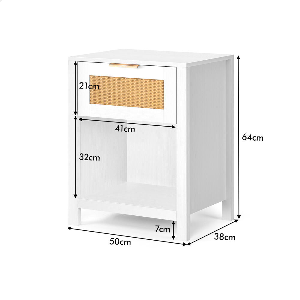 ALFORDSON 2x Bedside Table Nightstand Side End 1 Drawer Storage Shelf White