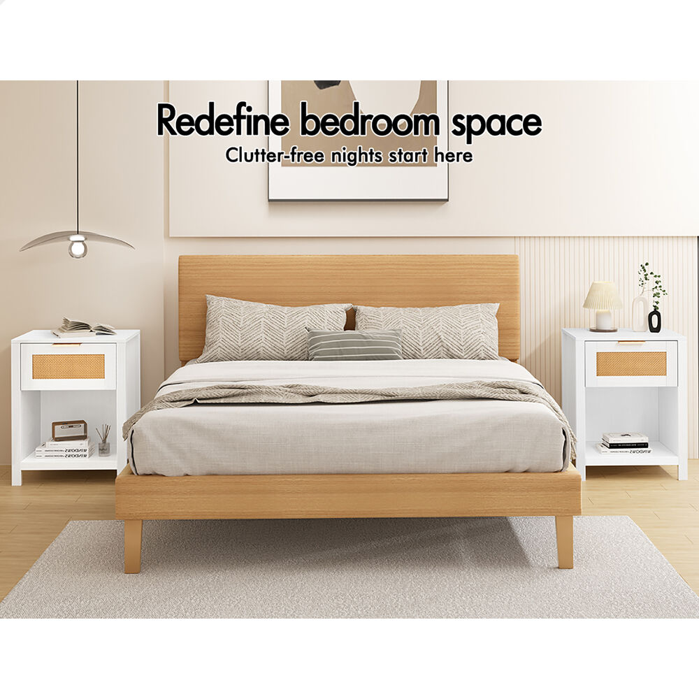ALFORDSON 2x Bedside Table Nightstand Side End 1 Drawer Storage Shelf White