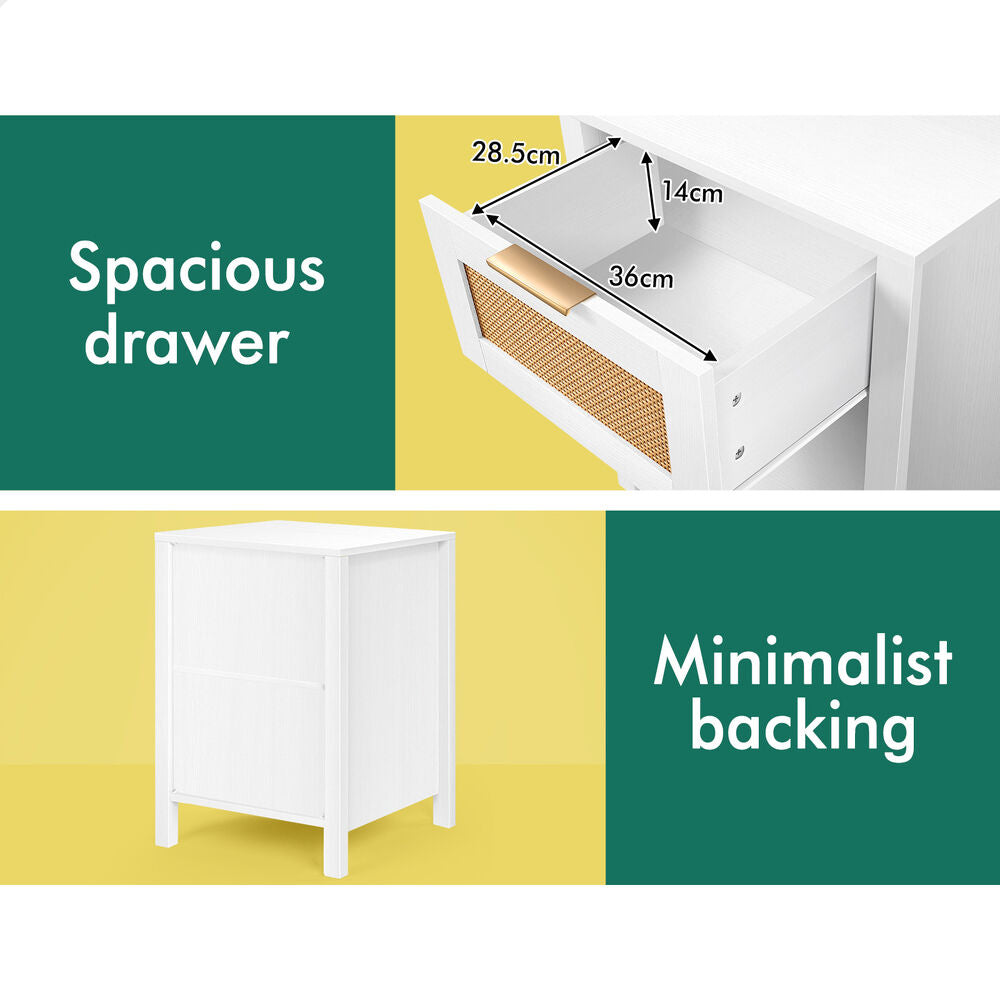 ALFORDSON 2x Bedside Table Nightstand Side End 1 Drawer Storage Shelf White