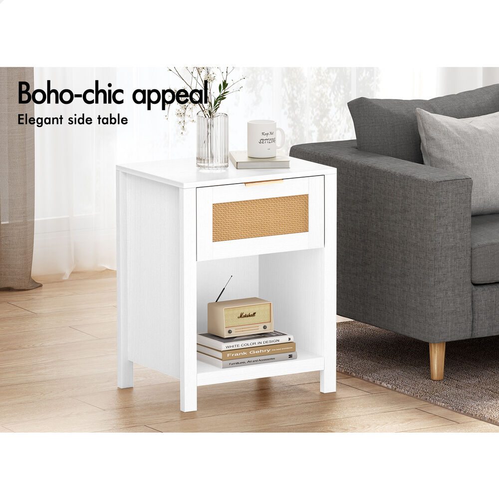 ALFORDSON 2x Bedside Table Nightstand Side End 1 Drawer Storage Shelf White