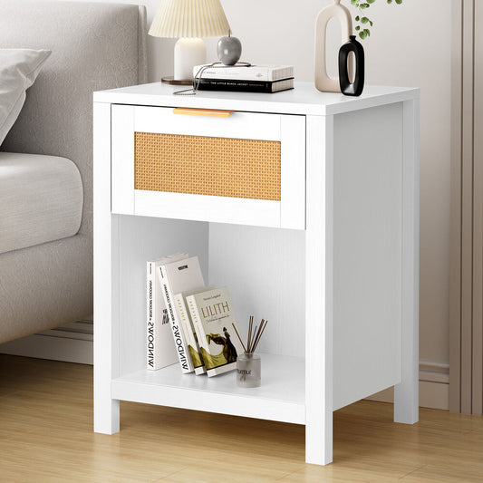 ALFORDSON Bedside Table Nightstand Side End 1 Drawer Storage Shelf White