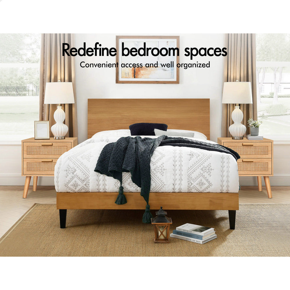 ALFORDSON Bedside Table Nightstand Side Cabinet Rattan Wood