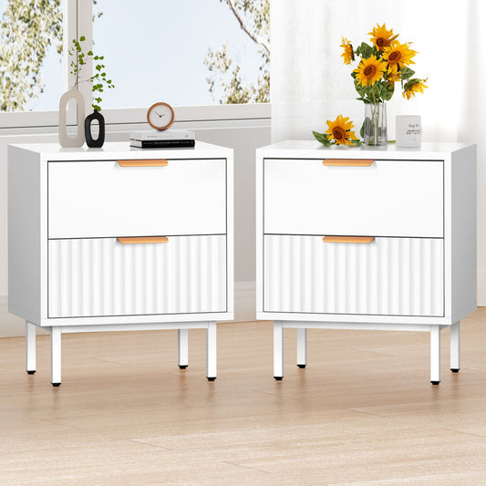 ALFORDSON 2× Bedside Table Nightstand 2 Drawers Side Storage Cabinet White