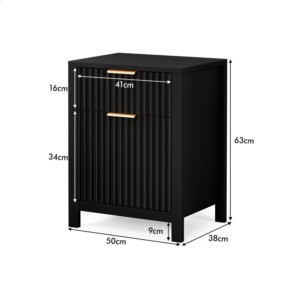 ALFORDSON 2x Bedside Table Nightstand Side Storage 2 Drawers Cabinet Black