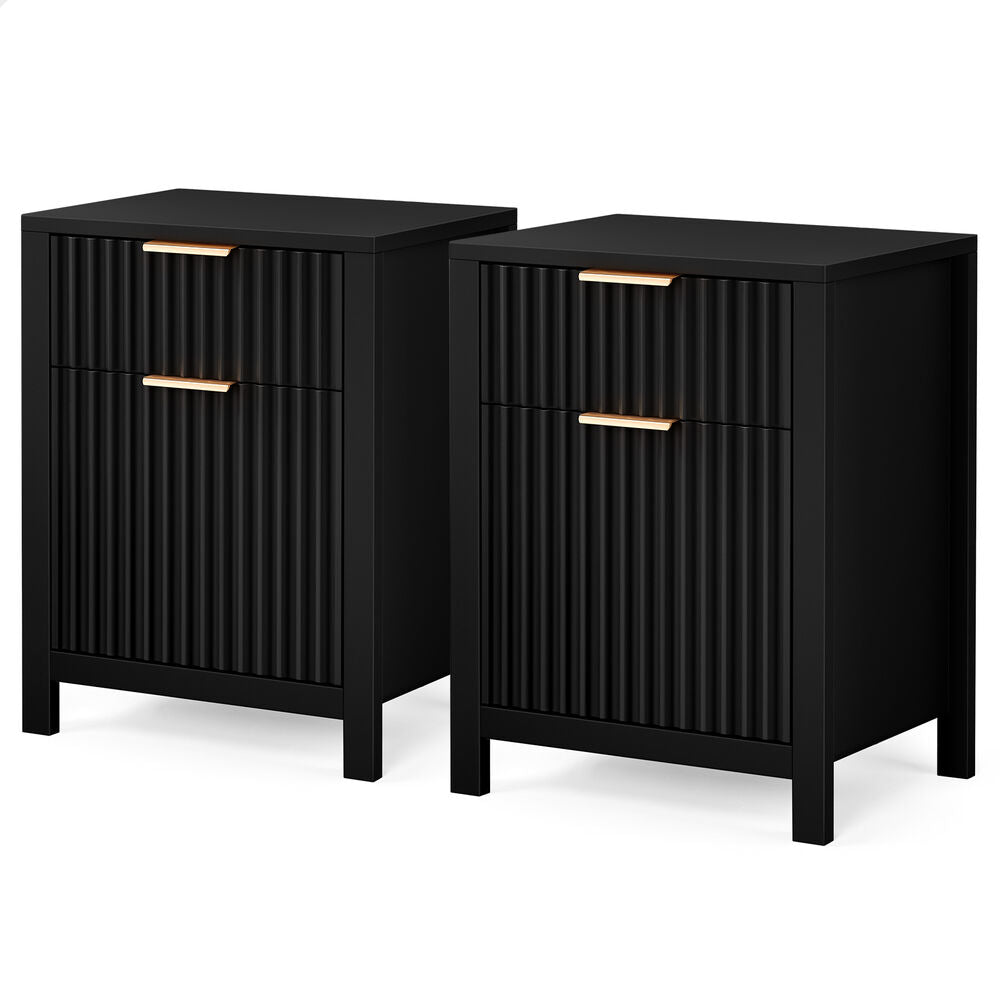 ALFORDSON 2x Bedside Table Nightstand Side Storage 2 Drawers Cabinet Black