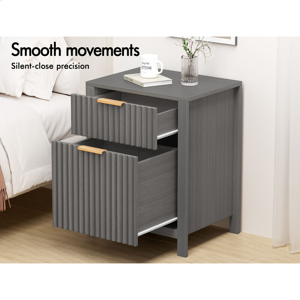 ALFORDSON Bedside Table Nightstand Side Storage 2 Drawers Cabinet Grey