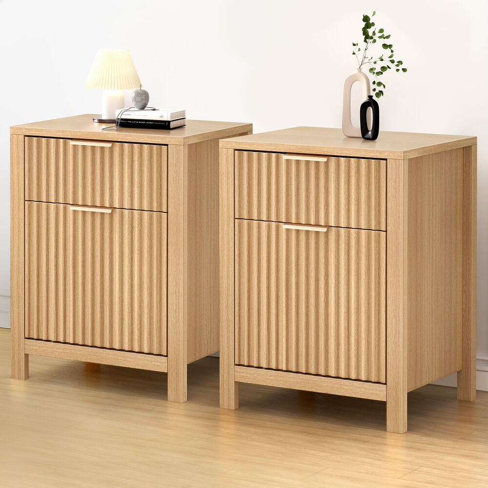 ALFORDSON 2x Bedside Table Nightstand Side Storage 2 Drawers Cabinet Wood