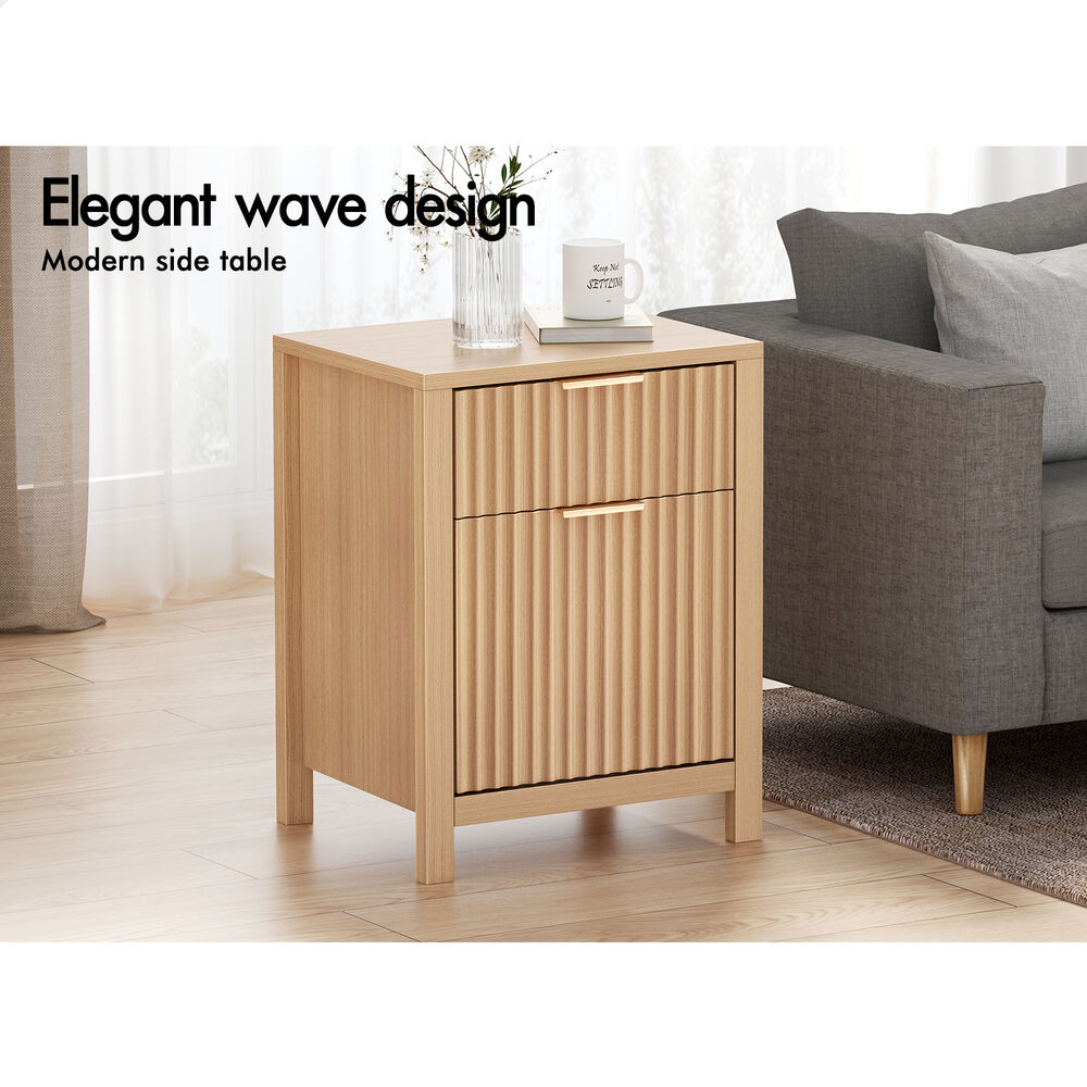 ALFORDSON 2x Bedside Table Nightstand Side Storage 2 Drawers Cabinet Wood