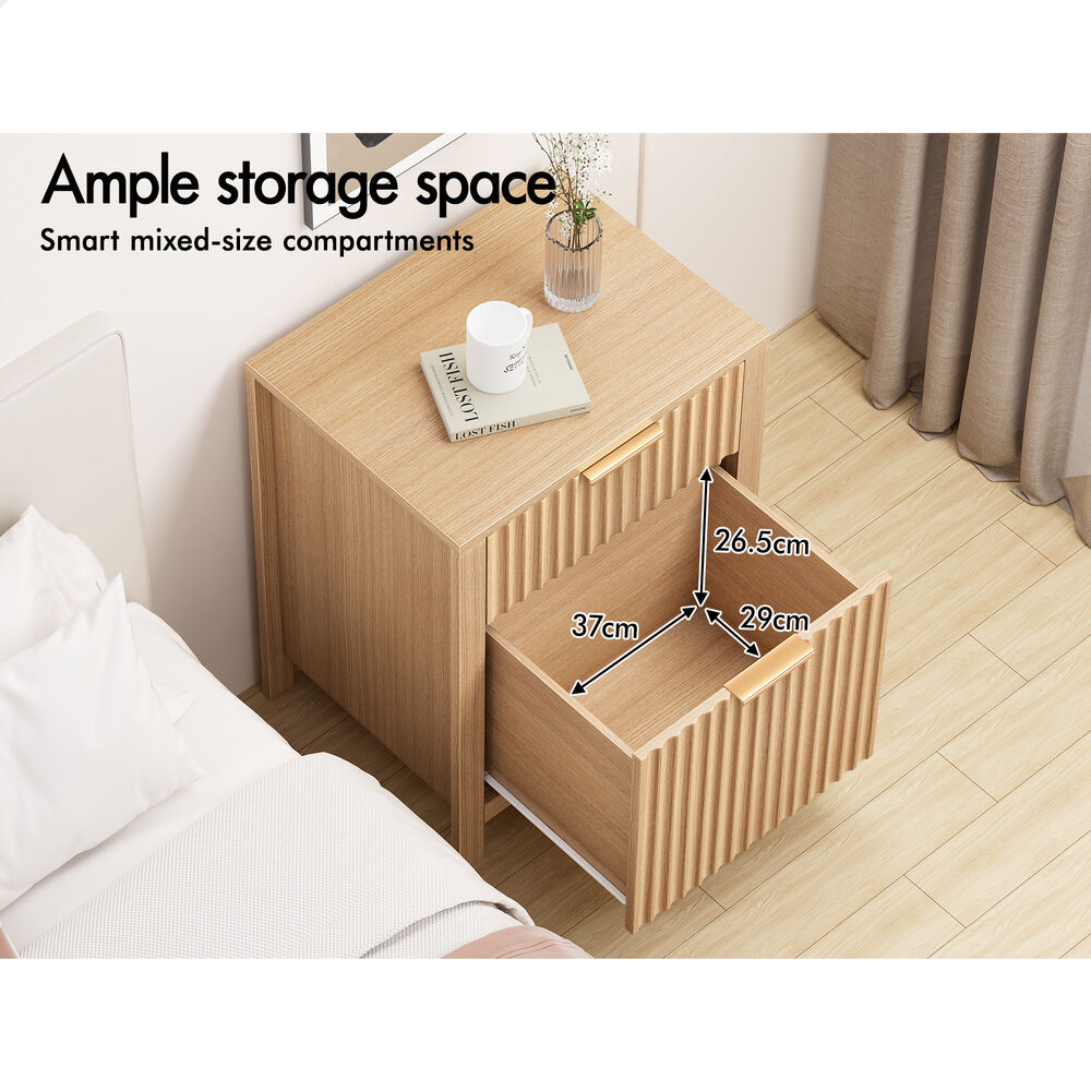ALFORDSON 2x Bedside Table Nightstand Side Storage 2 Drawers Cabinet Wood