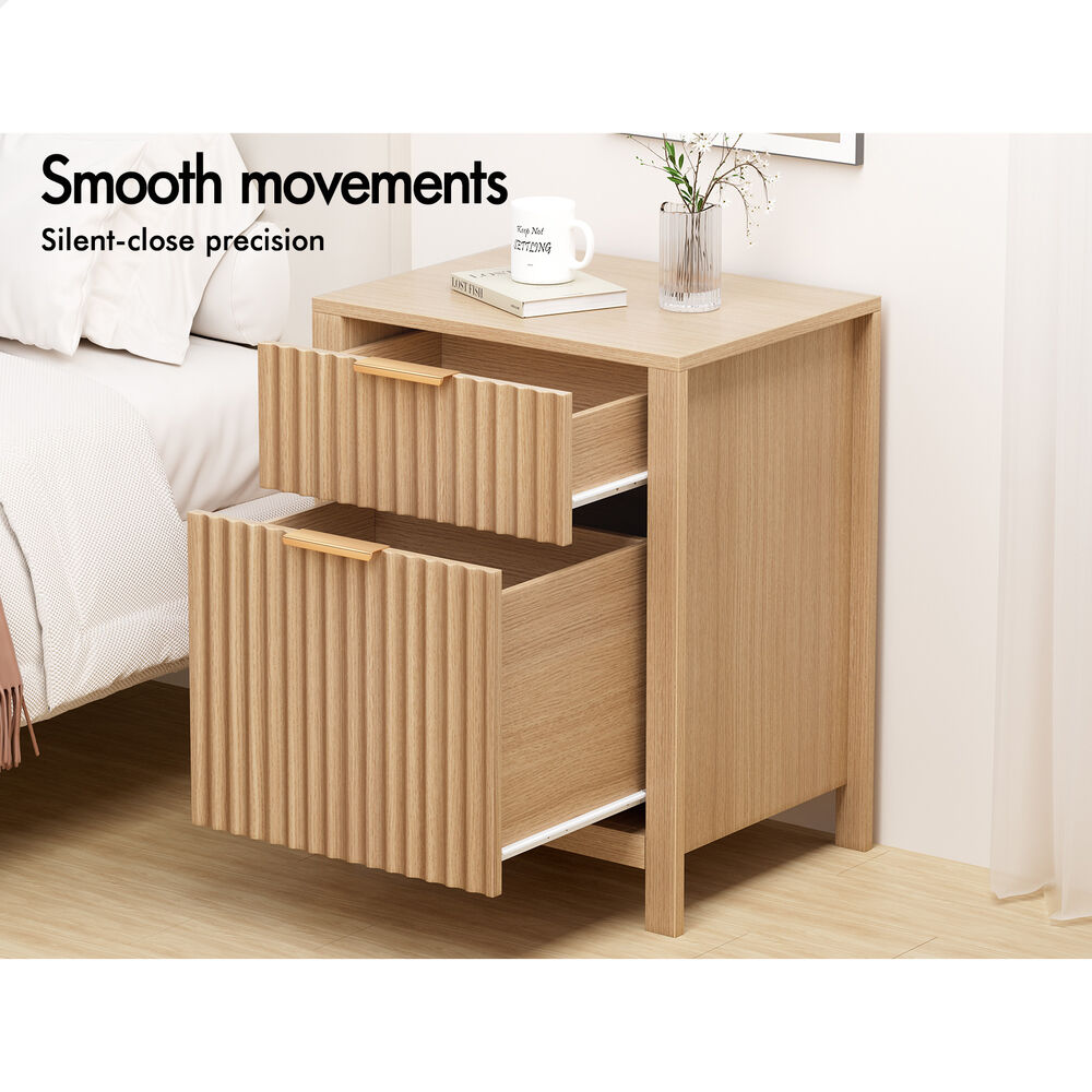 ALFORDSON 2x Bedside Table Nightstand Side Storage 2 Drawers Cabinet Wood