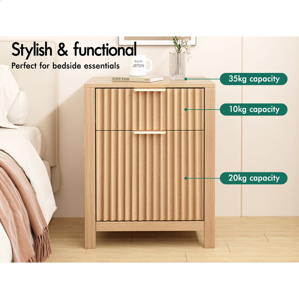 ALFORDSON 2x Bedside Table Nightstand Side Storage 2 Drawers Cabinet Wood
