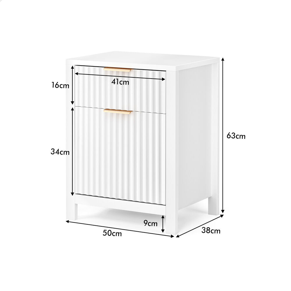ALFORDSON 2x Bedside Table Nightstand Side Storage 2 Drawers Cabinet White