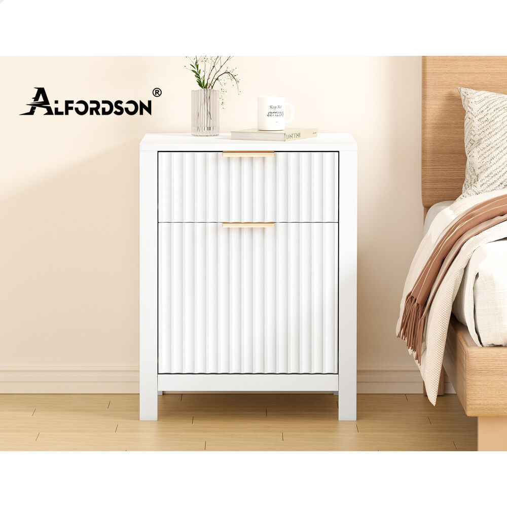 ALFORDSON 2x Bedside Table Nightstand Side Storage 2 Drawers Cabinet White