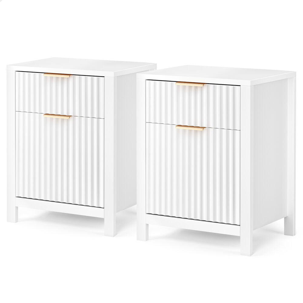 ALFORDSON 2x Bedside Table Nightstand Side Storage 2 Drawers Cabinet White