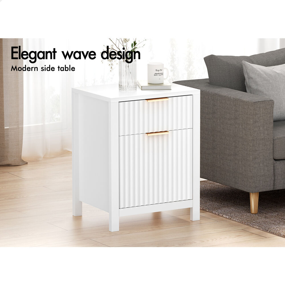 ALFORDSON 2x Bedside Table Nightstand Side Storage 2 Drawers Cabinet White