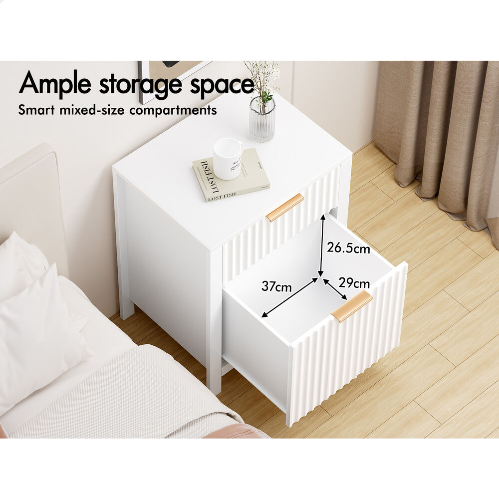 ALFORDSON 2x Bedside Table Nightstand Side Storage 2 Drawers Cabinet White