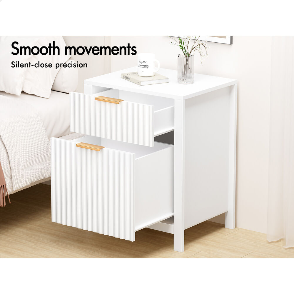 ALFORDSON 2x Bedside Table Nightstand Side Storage 2 Drawers Cabinet White