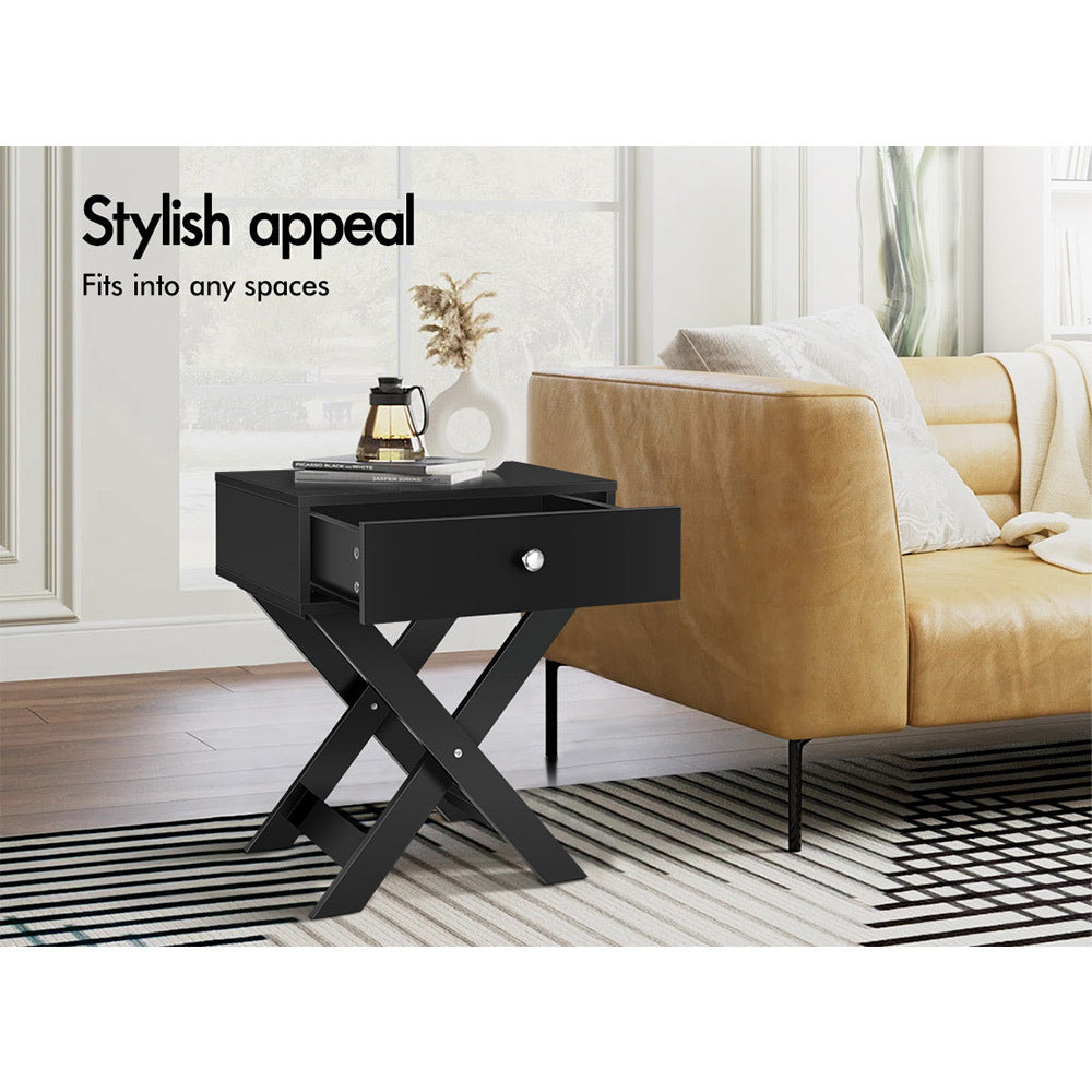 ALFORDSON Bedside Table Nightstand Side Storage Cabinet French Country Black