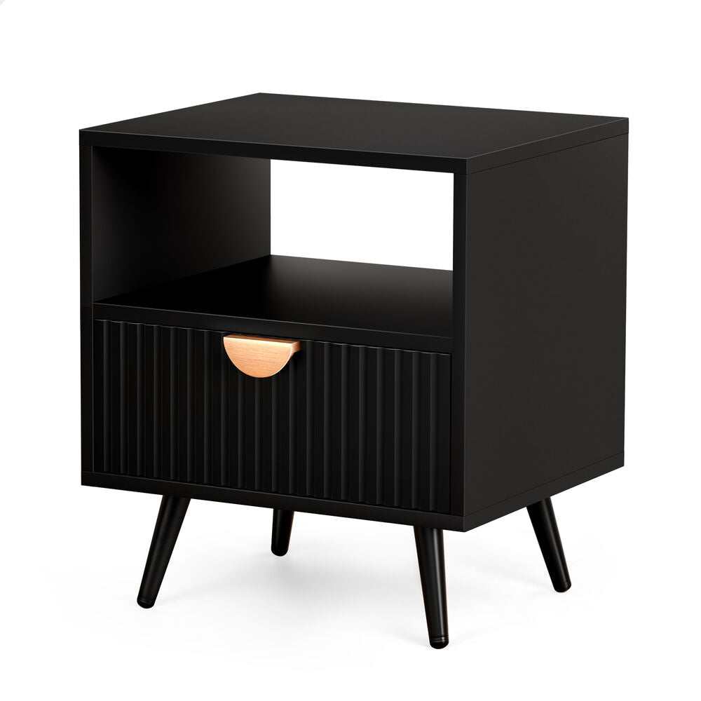 ALFORDSON Bedside Table 1 Drawer Side Storage Shelf Nightstand Black