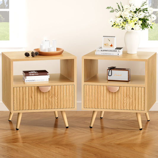 ALFORDSON 2x Bedside Table 1 Drawer Side Storage Shelf Nightstand Wood