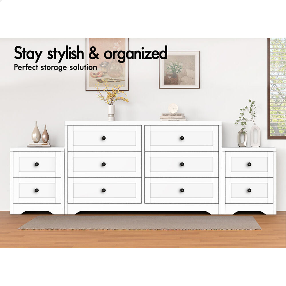ALFORDSON 6 Chest of Drawers Bedside Table Hamptons Bedroom Storage Cabinet White