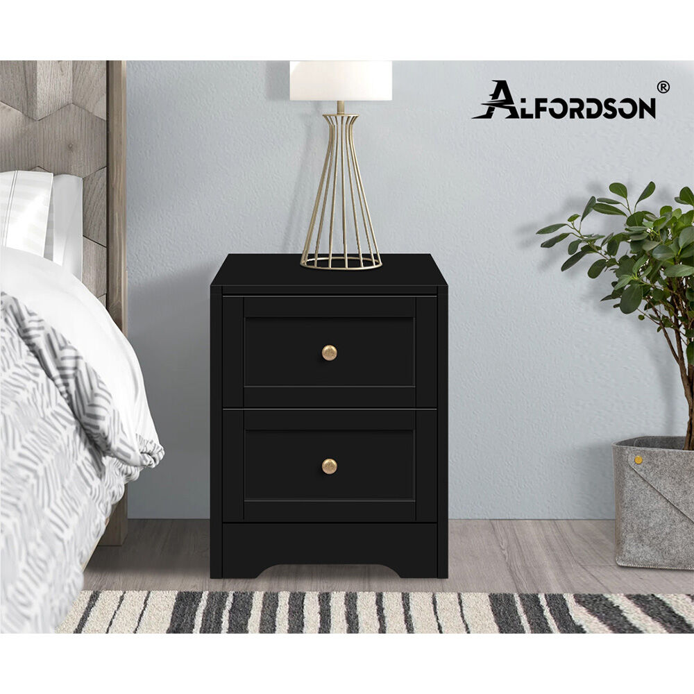 ALFORDSON 7 Chest of Drawers 2x Bedside Table Hamptons Bedroom Storage Black