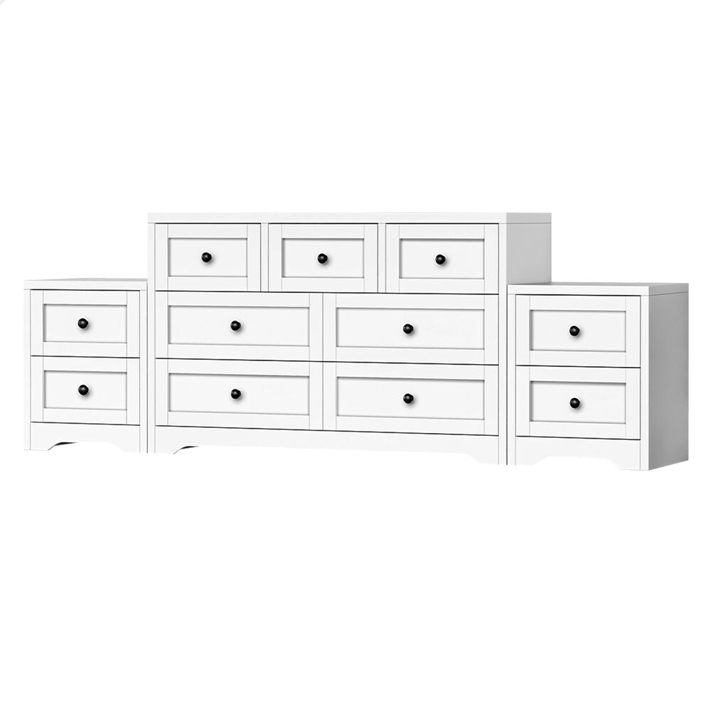 ALFORDSON 7 Chest of Drawers 2x Bedside Table Hamptons Bedroom Storage White