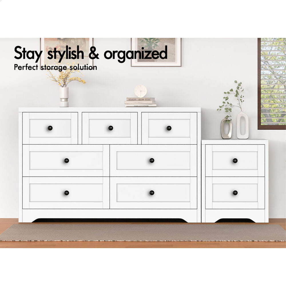 ALFORDSON 7 Chest of Drawers Bedside Table Hamptons Bedroom Storage White