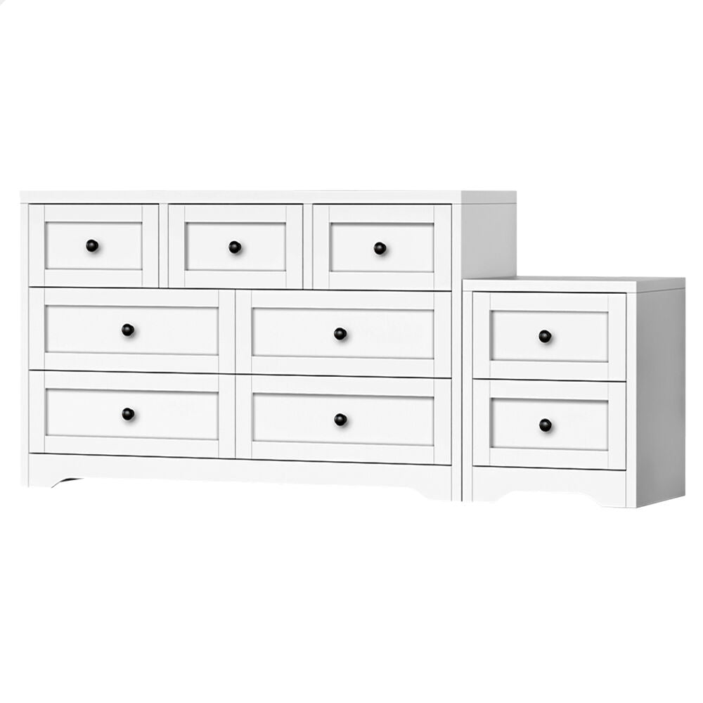 ALFORDSON 7 Chest of Drawers Bedside Table Hamptons Bedroom Storage White