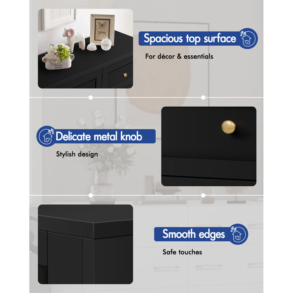 ALFORDSON 5 Chest of Drawers 2x Bedside Table Bedroom Storage Hamptons Black