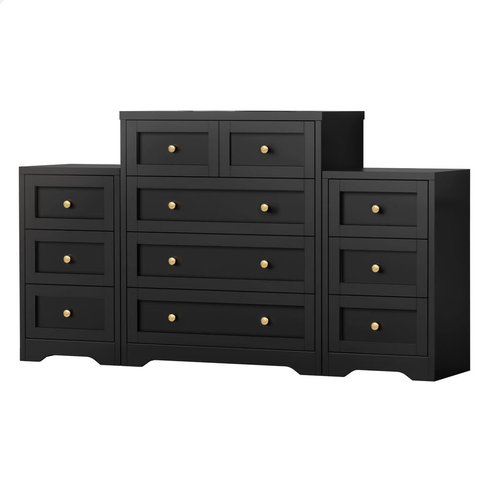 ALFORDSON 5 Chest of Drawers 2x Bedside Table Bedroom Storage Hamptons Black