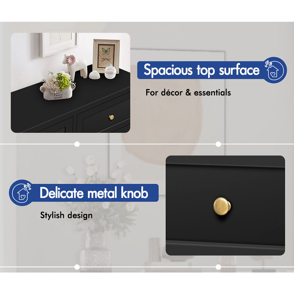 ALFORDSON 6 Chest of Drawers 2x Bedside Table Bedroom Storage Hamptons Black