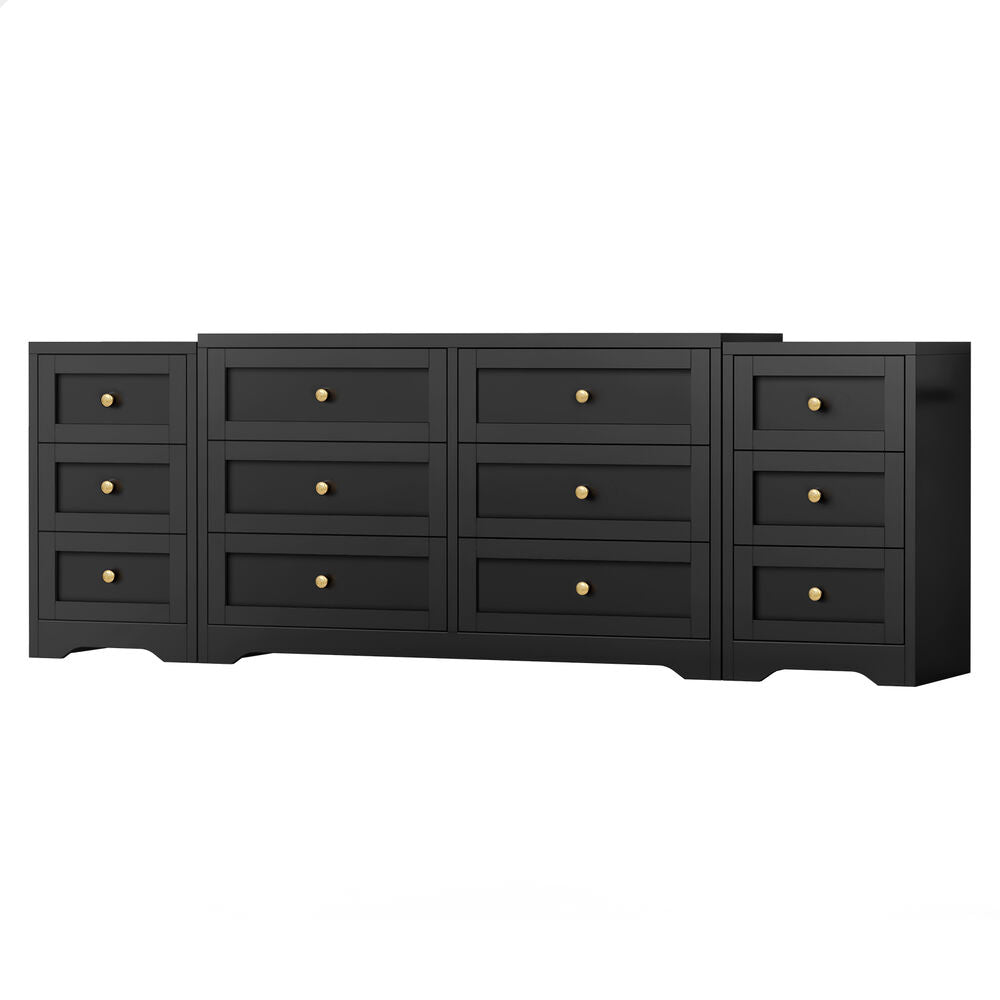 ALFORDSON 6 Chest of Drawers 2x Bedside Table Bedroom Storage Hamptons Black