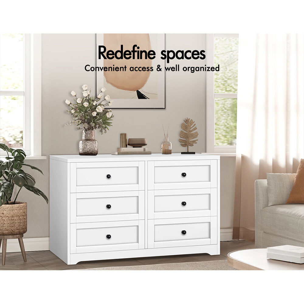 ALFORDSON 6 Chest of Drawers 2x Bedside Table Bedroom Storage Hamptons White