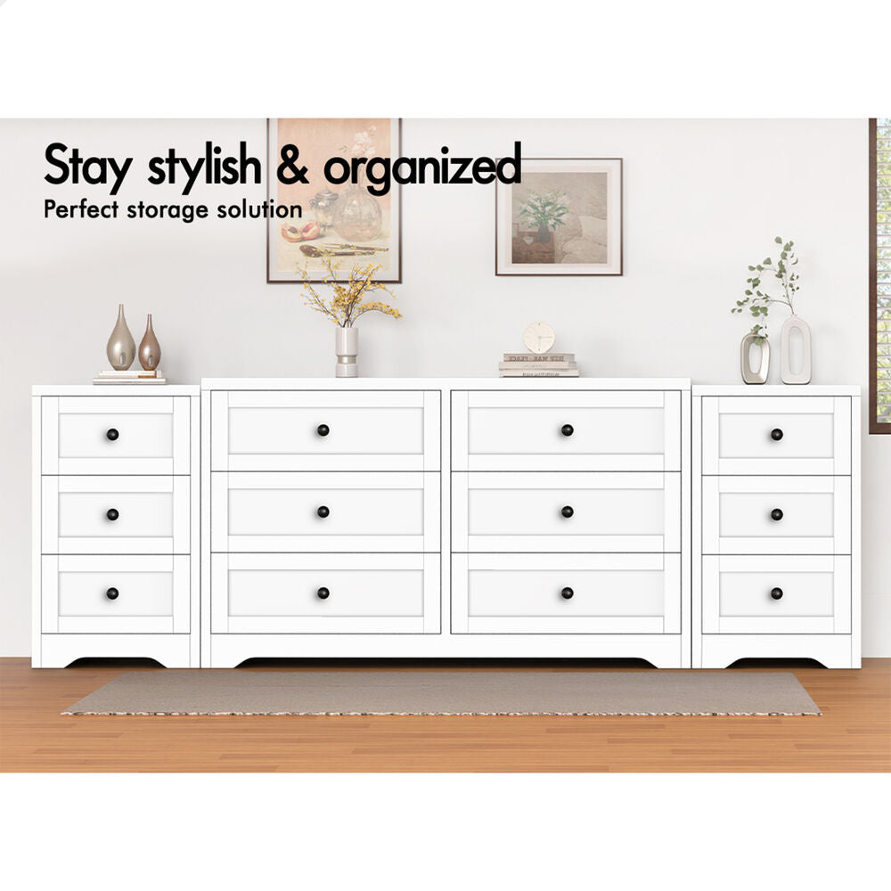 ALFORDSON 6 Chest of Drawers 2x Bedside Table Bedroom Storage Hamptons White
