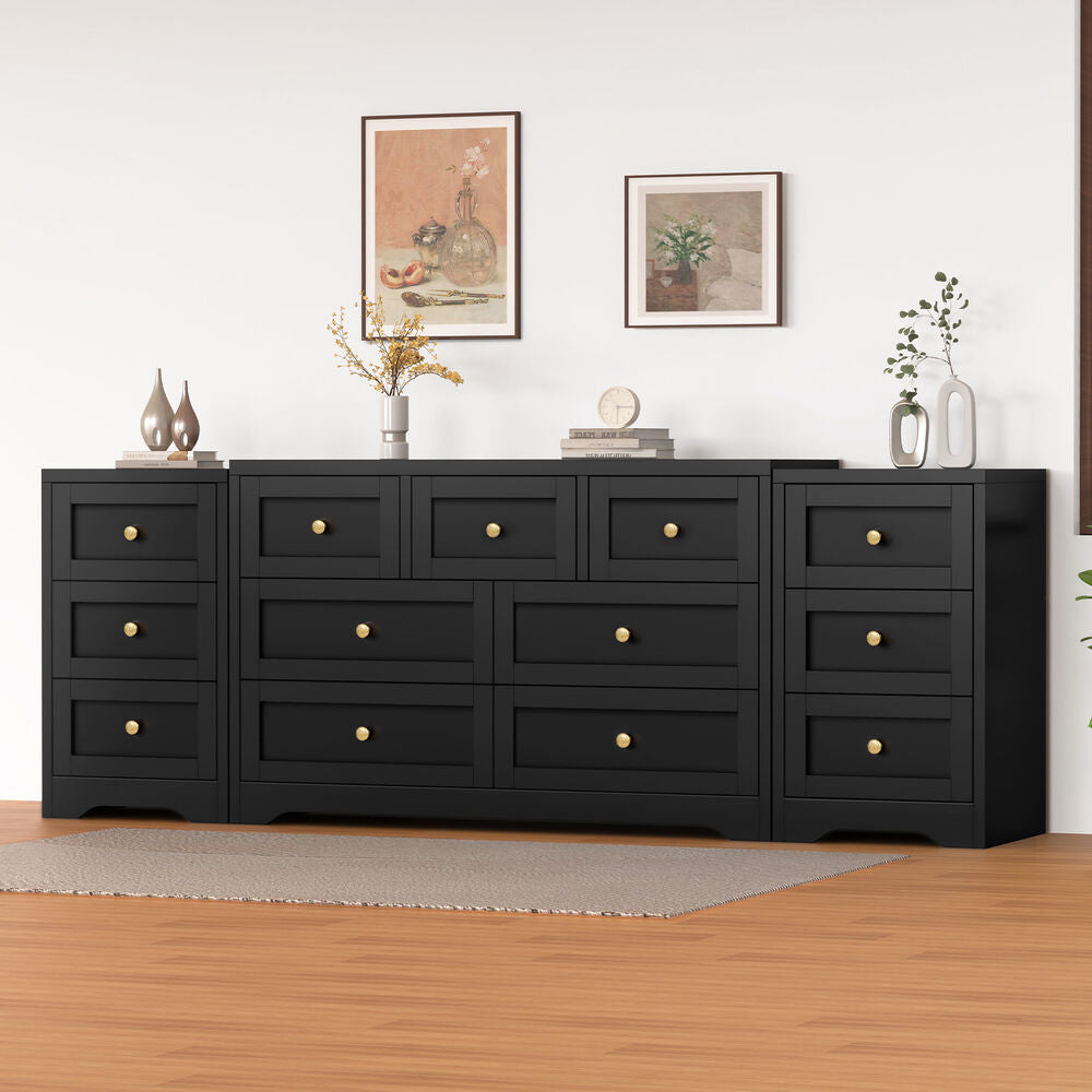 ALFORDSON 7 Chest of Drawers 2x Bedside Table Bedroom Storage Hamptons Black